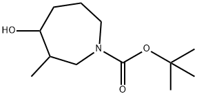 4-羟基-3-甲基氮杂环庚烷-1-羧酸叔丁酯 结构式