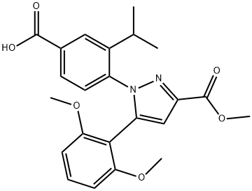 4-5-(2,6-Dimethoxyphenyl)-3-(methoxycarbonyl)-1H-pyrazol-1-yl-3-(propan-2-yl)benzoic acid 结构式