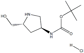 ((2R,4S)-5-(羟甲基)吡咯烷-3-基)氨基甲酸叔丁酯盐酸盐 结构式