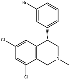 (S)-4-(3-溴苯基)-6,8-二氯-2-甲基-1,2,3,4-四氢异喹啉 结构式