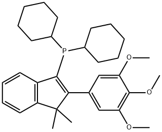 dicyclohexyl[1,1-dimethyl-2-(3,4,5-trimethoxyphenyl)-1H-inden-3-yl]Phosphine 结构式