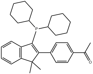 1-[4-[3-(dicyclohexylphosphino)-1,1-dimethyl-1H-inden-2-yl]phenyl]Ethanone 结构式