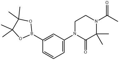4-acetyl-3,3-dimethyl-1-(3-(4,4,5,5-tetramethyl-1,3,2-dioxaborolan-2-yl)phenyl)piperazin-2-one 结构式