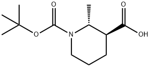 (2R,3S)-1-(叔丁氧基羰基)-2-甲基哌啶-3-羧酸 结构式
