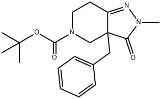 叔-丁基 3A-苯甲基-2-甲基-3-氧亚基-3A,4,6,7-四氢-2H-吡唑并[4,3-C]吡啶-5(3H)-甲酸基酯 结构式