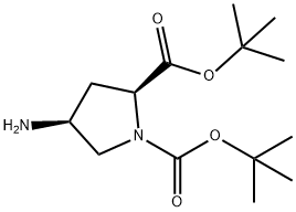 1,2-Pyrrolidinedicarboxylic acid, 4-amino-, 1,2-bis(1,1-dimethylethyl) ester, (2S,4S)- 结构式