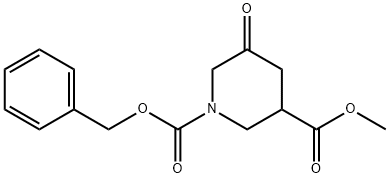 1-苯甲基 3-甲基 5-氧亚基哌啶-1,3-二甲酸基酯 结构式