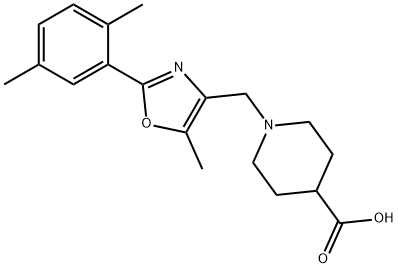 1-((2-(2,5-dimethylphenyl)-5-methyloxazol-4-yl)methyl)piperidine-4-carboxylic acid 结构式