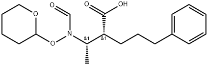 (2R,3S)-2-(3-Phenyl-1-propyl)-3-(formyl-2-tetrahydropyranyloxyamino)butanoic acid 结构式