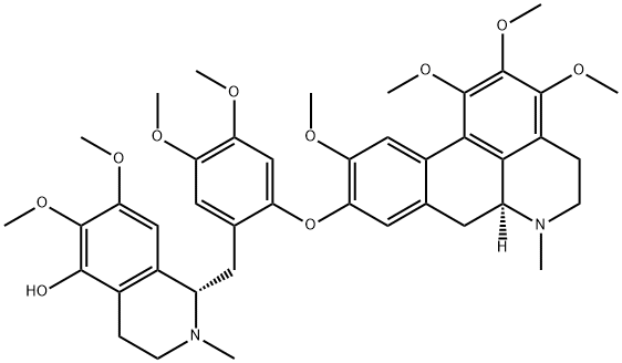 5-Isoquinolinol,1-[[4,5-dimethoxy-2-[[(6aS)-5,6,6a,7-tetrahydro-1,2,3,10-tetramethoxy-6-methyl-4H-dibenzo[de,g]quinolin-9-yl]oxy]phenyl]methyl]-1,2,3,4-tetrahydro-6,7-dimethoxy-2-methyl-,(1S)- 结构式