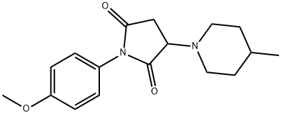 1-(4-methoxyphenyl)-3-(4-methylpiperidin-1-yl)pyrrolidine-2,5-dione 结构式