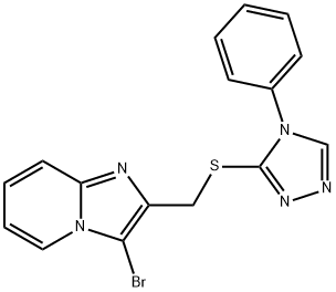 3-bromo-2-(((4-phenyl-4H-1,2,4-triazol-3-yl)thio)methyl)imidazo[1,2-a]pyridine 结构式