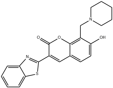 3-(benzo[d]thiazol-2-yl)-7-hydroxy-8-(piperidin-1-ylmethyl)-2H-chromen-2-one 结构式