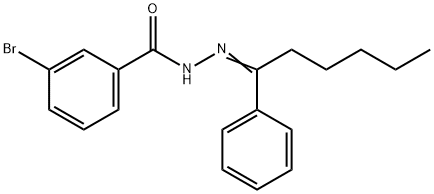 3-bromo-N'-(1-phenylhexylidene)benzohydrazide 结构式