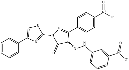 5-(4-nitrophenyl)-4-[(3-nitrophenyl)hydrazono]-2-(4-phenyl-1,3-thiazol-2-yl)-2,4-dihydro-3H-pyrazol-3-one 结构式