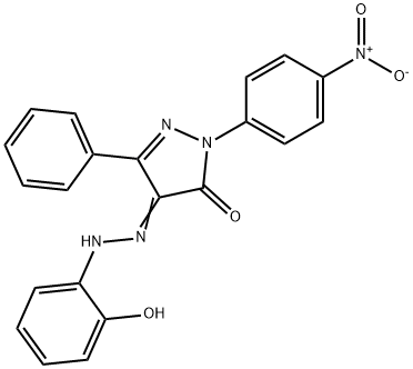 4-[(2-hydroxyphenyl)hydrazono]-2-(4-nitrophenyl)-5-phenyl-2,4-dihydro-3H-pyrazol-3-one 结构式