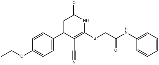 2-((3-cyano-4-(4-ethoxyphenyl)-6-oxo-1,4,5,6-tetrahydropyridin-2-yl)thio)-N-phenylacetamide 结构式