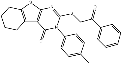 2-((2-oxo-2-phenylethyl)thio)-3-(p-tolyl)-5,6,7,8-tetrahydrobenzo[4,5]thieno[2,3-d]pyrimidin-4(3H)-one 结构式