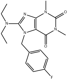 8-(diethylamino)-7-(4-fluorobenzyl)-1,3-dimethyl-3,7-dihydro-1H-purine-2,6-dione 结构式