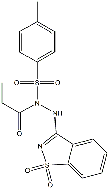 N'-(1,1-dioxo-1,2-benzothiazol-3-yl)-N-(4-methylphenyl)sulfonylpropanehydrazide 结构式