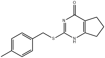 2-((4-methylbenzyl)thio)-3,5,6,7-tetrahydro-4H-cyclopenta[d]pyrimidin-4-one 结构式