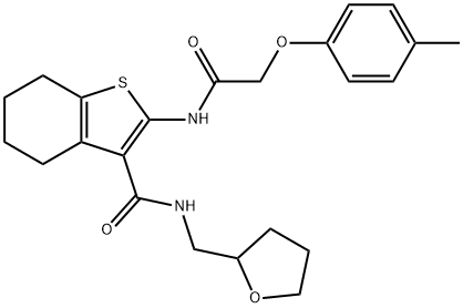 N-((tetrahydrofuran-2-yl)methyl)-2-(2-(p-tolyloxy)acetamido)-4,5,6,7-tetrahydrobenzo[b]thiophene-3-carboxamide 结构式