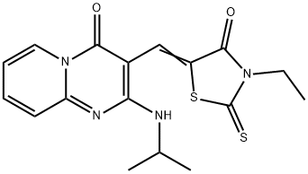 (Z)-3-ethyl-5-((2-(isopropylamino)-4-oxo-4H-pyrido[1,2-a]pyrimidin-3-yl)methylene)-2-thioxothiazolidin-4-one 结构式
