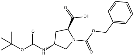 (2S,4R)-1-((苄氧基)羰基)-4-((叔丁氧基羰基)氨基)吡咯烷-2-羧酸 结构式