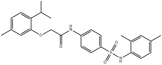 N-(4-{[(2,4-dimethylphenyl)amino]sulfonyl}phenyl)-2-(2-isopropyl-5-methylphenoxy)acetamide 结构式