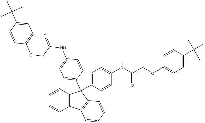 N,N'-[9H-fluorene-9,9-diylbis(4,1-phenylene)]bis[2-(4-tert-butylphenoxy)acetamide] 结构式