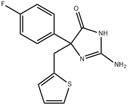 2-amino-5-(4-fluorophenyl)-5-[(thiophen-2-yl)methyl]-4,5-dihydro-1H-imidazol-4-one 结构式