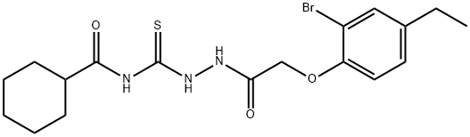 N-({2-[(2-bromo-4-ethylphenoxy)acetyl]hydrazino}carbonothioyl)cyclohexanecarboxamide 结构式