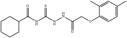 N-({2-[(2,4-dimethylphenoxy)acetyl]hydrazino}carbonothioyl)cyclohexanecarboxamide 结构式