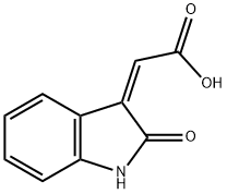 (Z)-2-(2-氧亚基二氢吲哚-3-亚基)乙酸 结构式