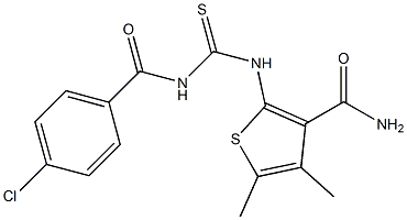 2-({[(4-chlorobenzoyl)amino]carbonothioyl}amino)-4,5-dimethyl-3-thiophenecarboxamide 结构式