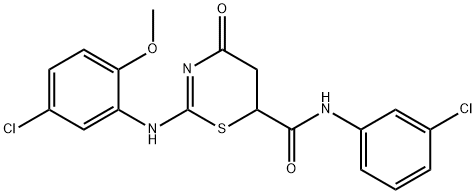 2-[(5-chloro-2-methoxyphenyl)amino]-N-(3-chlorophenyl)-4-oxo-5,6-dihydro-4H-1,3-thiazine-6-carboxamide 结构式