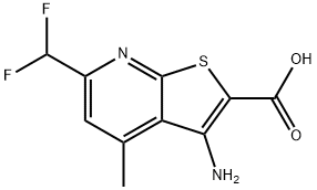 3-氨基-6-(二氟甲基)-4-甲基噻吩并[2,3-B]吡啶-2-羧酸 结构式