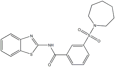 3-(氮杂环庚烷-1-基磺酰基)-N-(苯并[D]噻唑-2-基)苯甲酰胺 结构式