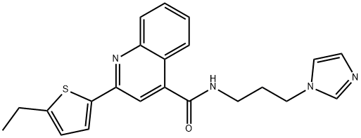 2-(5-ethylthiophen-2-yl)-N-(3-imidazol-1-ylpropyl)quinoline-4-carboxamide 结构式