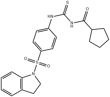 N-({[4-(2,3-dihydro-1H-indol-1-ylsulfonyl)phenyl]amino}carbonothioyl)cyclopentanecarboxamide 结构式