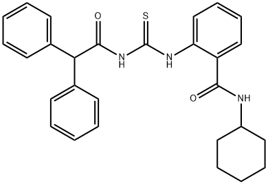 N-cyclohexyl-2-({[(diphenylacetyl)amino]carbonothioyl}amino)benzamide 结构式