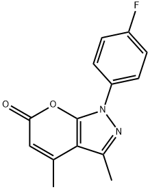 PYRANO[2,3-C]PYRAZOL-6(1H)-ONE,1-(4-FLUOROPHENYL)-3,4-DIMETHYL- 结构式