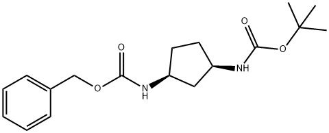 (1R,3S)-1-(BOC-氨基)-3-(CBZ-氨基)环戊烷 结构式