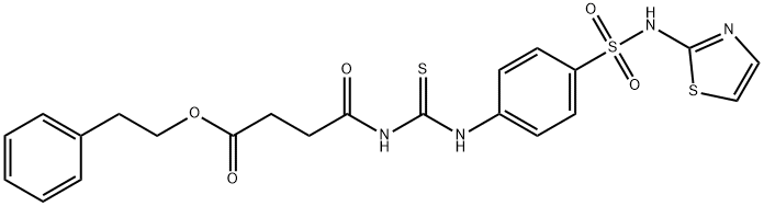 2-phenylethyl 4-oxo-4-{[({4-[(1,3-thiazol-2-ylamino)sulfonyl]phenyl}amino)carbonothioyl]amino}butanoate 结构式