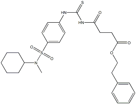 2-phenylethyl 4-({[(4-{[cyclohexyl(methyl)amino]sulfonyl}phenyl)amino]carbonothioyl}amino)-4-oxobutanoate 结构式