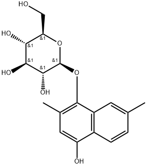 2,7-DIMETHYL-1,4-DIHYDROXYNAPHTHALENE 1-O-GLUCOSIDE 结构式