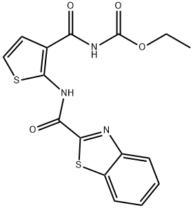 ethyl (2-(benzo[d]thiazole-2-carboxamido)thiophene-3-carbonyl)carbamate 结构式