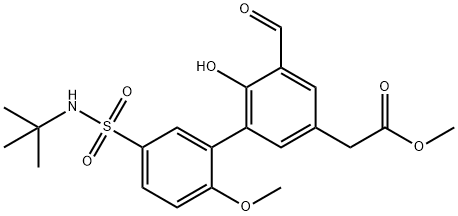 methyl 2-(5'-(N-tert-butylsulfamoyl)-5-formyl-6-hydroxy-2'-methoxybiphenyl-3-yl)acetate 结构式