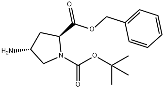 1,2-Pyrrolidinedicarboxylic acid, 4-amino-, 1-(1,1-dimethylethyl) 2-(phenylmethyl) ester, (2S,4R)- 结构式