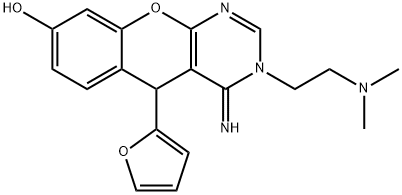 3-[2-(dimethylamino)ethyl]-5-(furan-2-yl)-4-imino-5H-chromeno[2,3-d]pyrimidin-8-ol 结构式